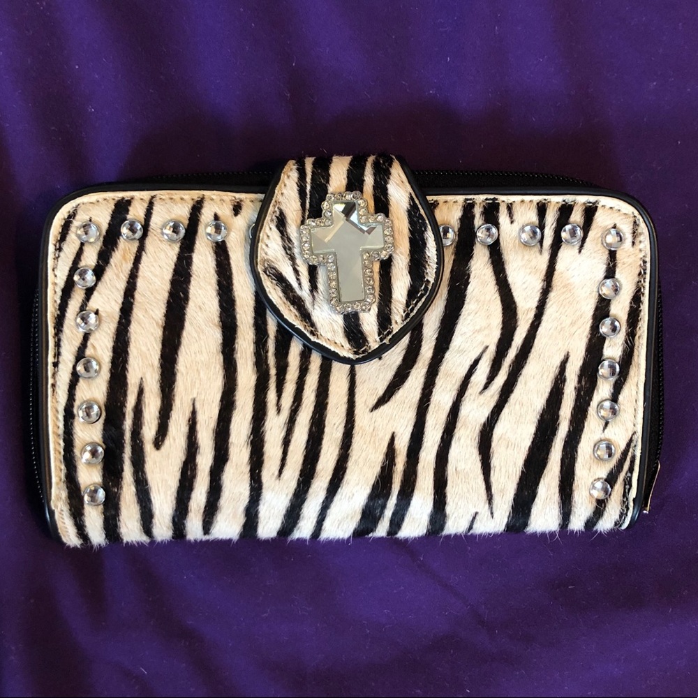 Cow skin, zebra print wallet